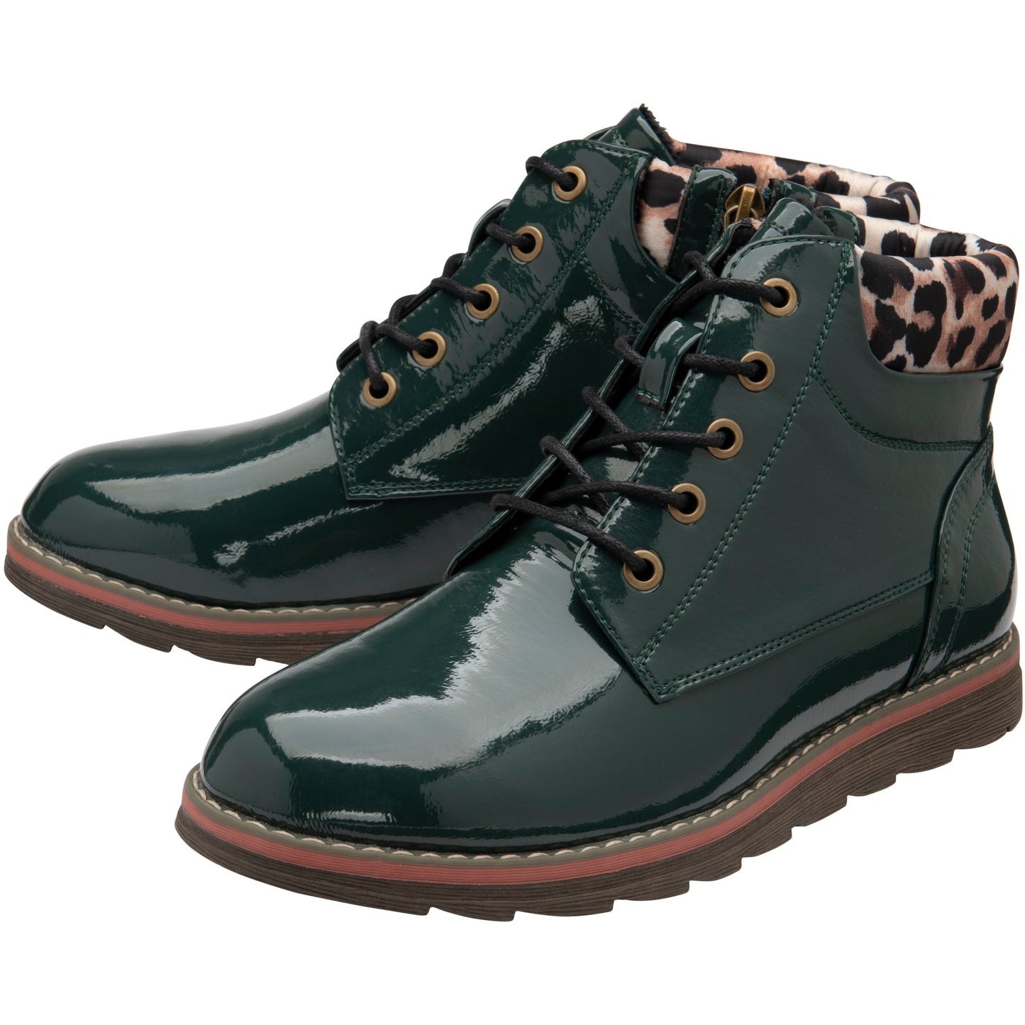Lotus Ankle Boots Naomi GREEN and Leopard-Print