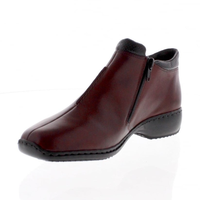 RIEKER LADIES RED COMBINATION ZIP ANKLE Leather BOOTS L3882-35