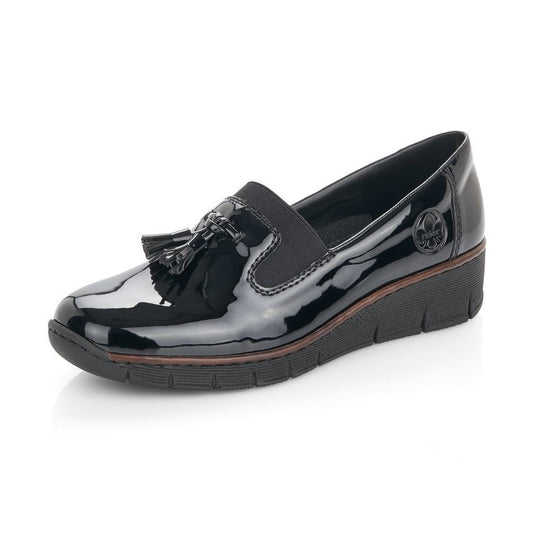 Rieker Ladies Classic Loafer Slip-on Shoe BLACK 53751-00