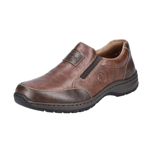 Rieker Men's Extra wide Slip-On Leather Shoe TOFFEE 03354-26