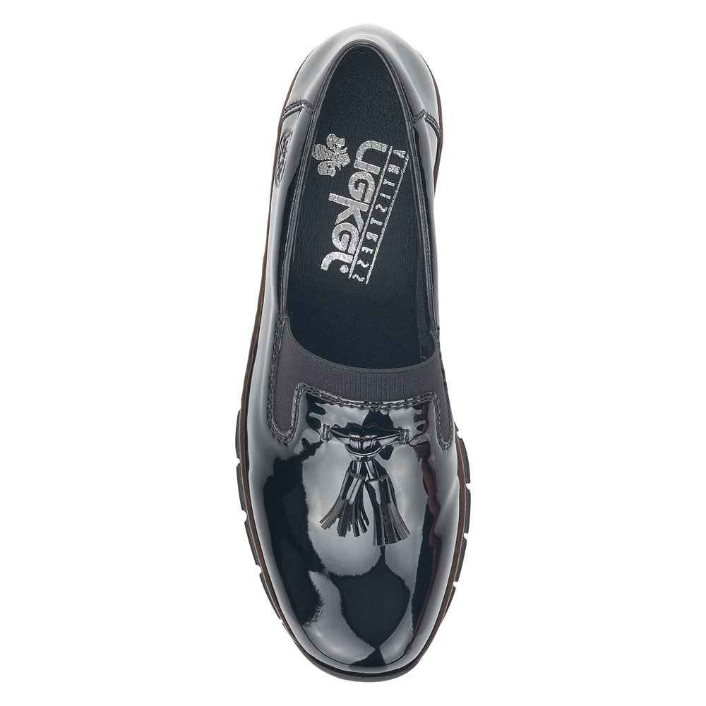 Rieker Ladies Classic Loafer Slip-on Shoe BLACK 53751-00