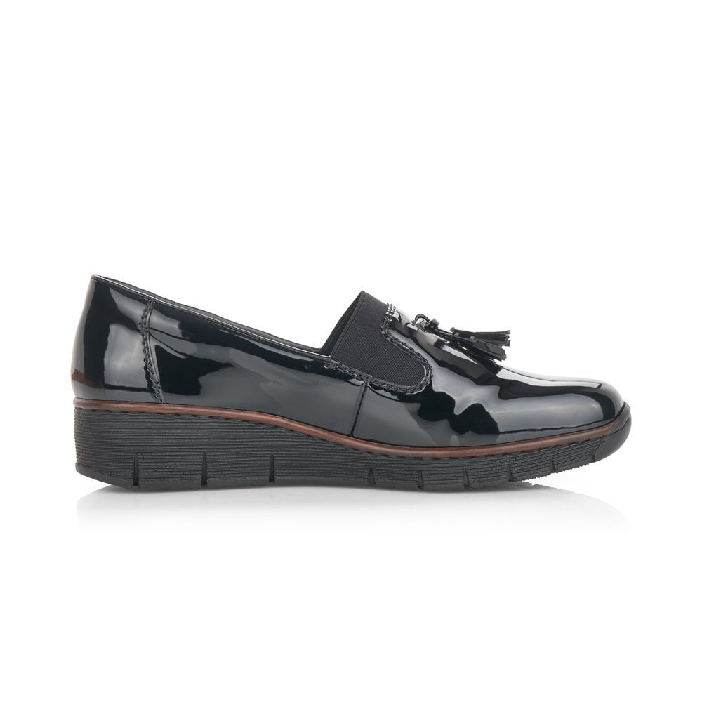 Rieker Ladies Classic Loafer Slip-on Shoe BLACK 53751-00