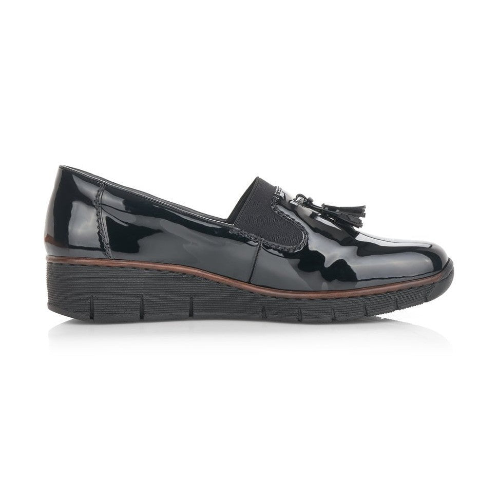 Rieker Ladies Classic Loafer Slip-on Shoe BLACK 53751-00