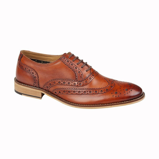 Roamers M9579 TAN Heavy Vintage style Brogue Oxford Shoe