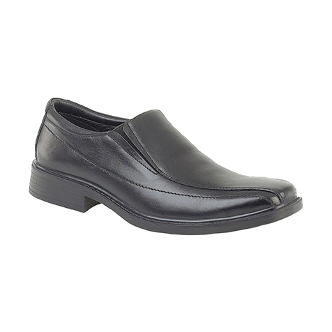 Roamers lightweight black leather smart slip on shoe M724A