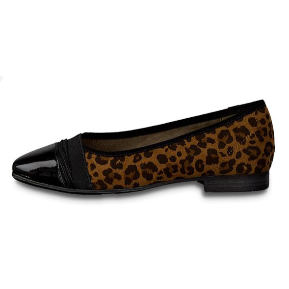 Jana BALLET PUMP BLACK LEOPARD 22165