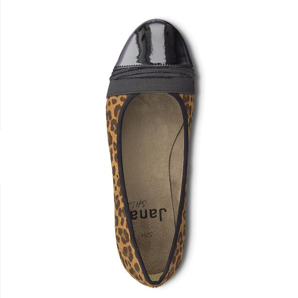 Jana BALLET PUMP BLACK LEOPARD 22165