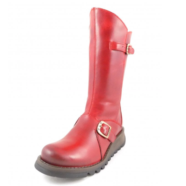 FLY London Mid Calf Boot MES 2 Red Leather