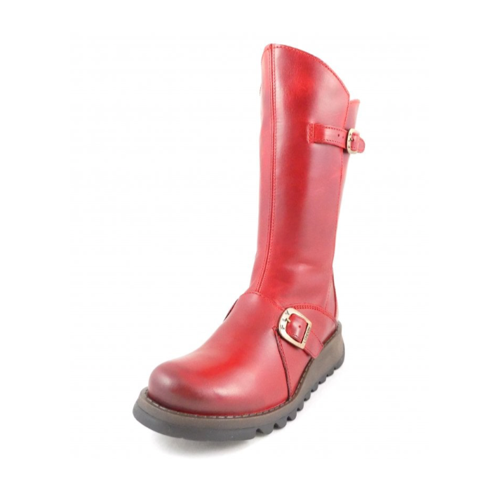FLY London Mid Calf Boot MES 2 Red Leather
