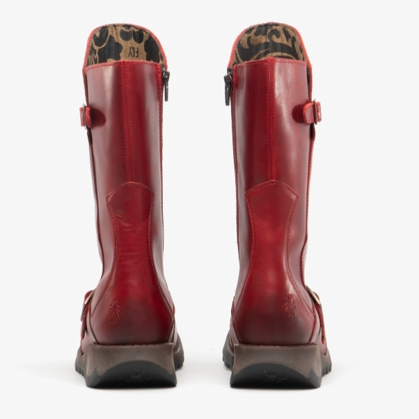 FLY London Mid Calf Boot MES 2 Red Leather