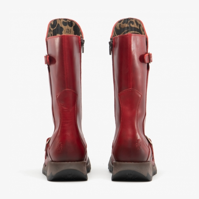 FLY London Mid Calf Boot MES 2 Red Leather