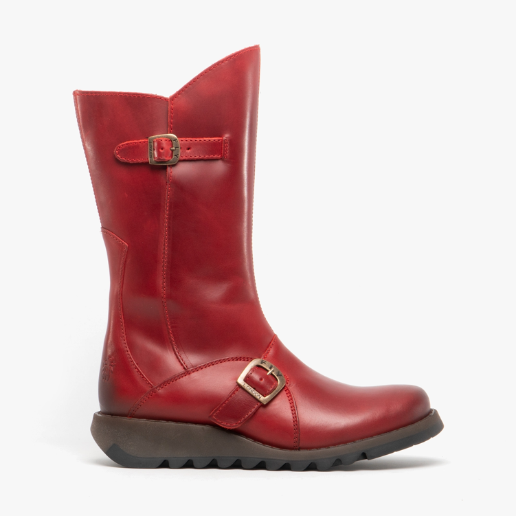 FLY London Mid Calf Boot MES 2 Red Leather