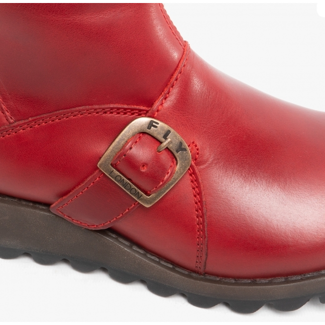 FLY London Mid Calf Boot MES 2 Red Leather