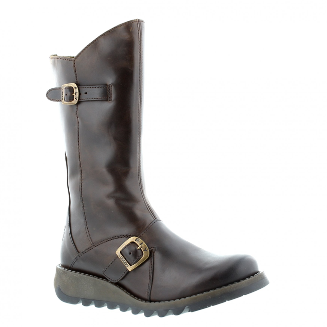 FLY London Mid Calf Boot Mes 2 Brown Leather