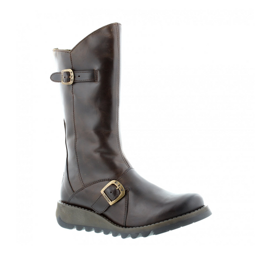 FLY London Mid Calf Boot Mes 2 Brown Leather