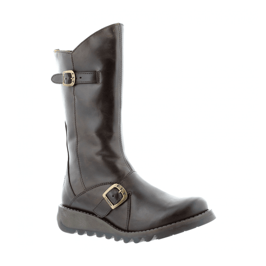 FLY London Mid Calf Boot Mes 2 Brown Leather