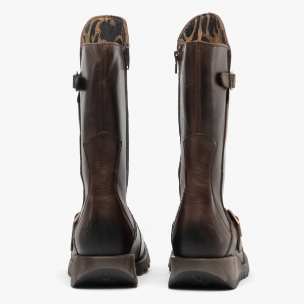 FLY London Mid Calf Boot Mes 2 Brown Leather