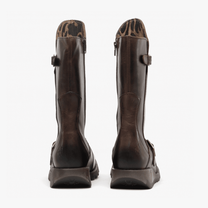 FLY London Mid Calf Boot Mes 2 Brown Leather