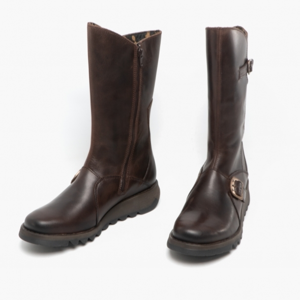 FLY London Mid Calf Boot Mes 2 Brown Leather