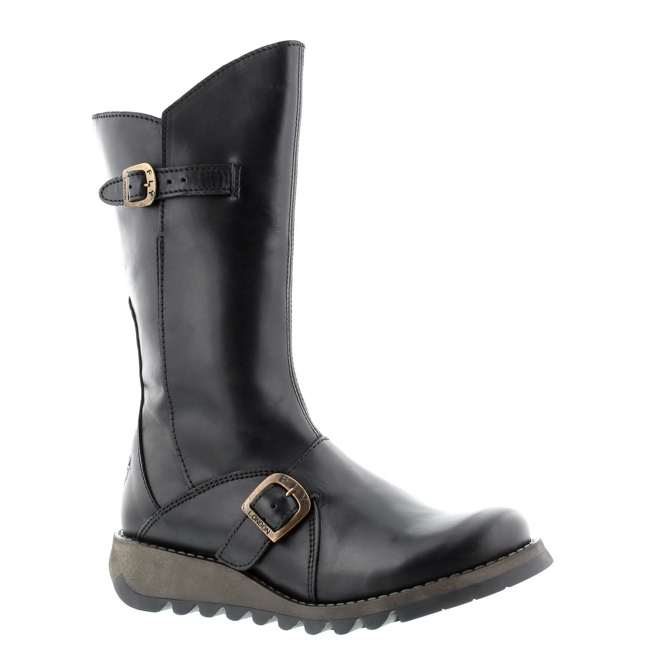 Fly London Mid Calf Boot Mes 2 Black Leather