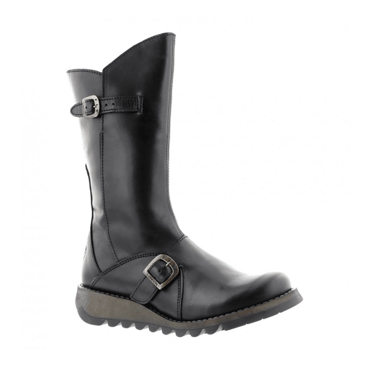 Fly London Mid Calf Boot Mes 2 Black Leather