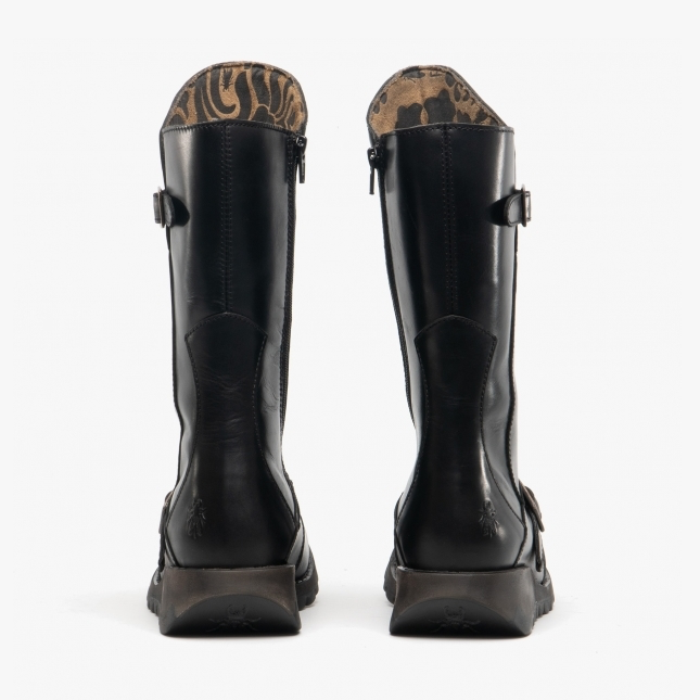Fly London Mid Calf Boot Mes 2 Black Leather