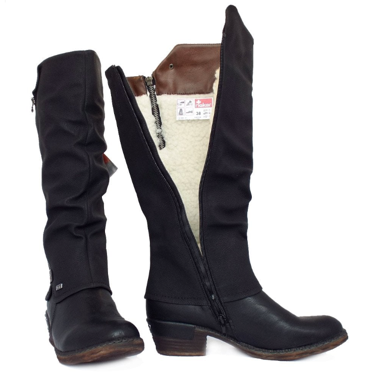 RIEKER Long Boot with Zip 93655-00 Black