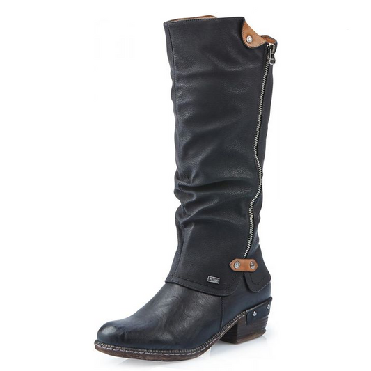 RIEKER Long Boot with Zip Black 93655-00