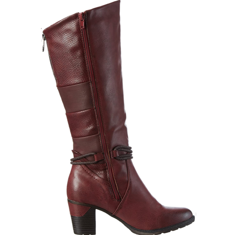 Rieker Long Boot Wine Red with Zip 96058-35