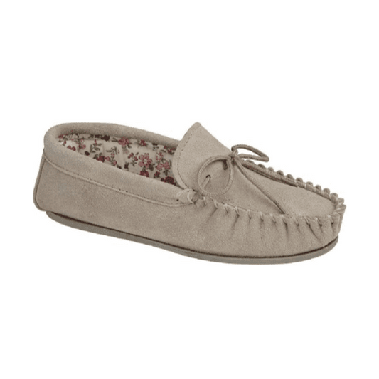 Ladies Lily Soft Suede Moccasin Slipper STONE LS339S