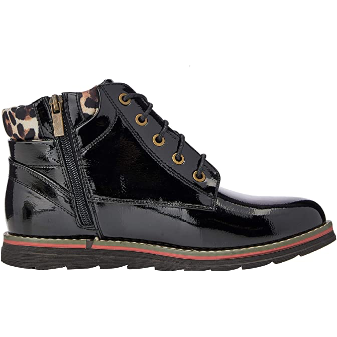 Lotus ankle boot Naomi Black Patent Lace-up with Zip