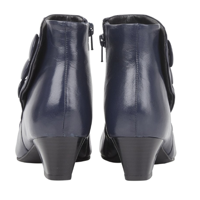 Lotus Ankle boot Prancer Navy Leather Pleated