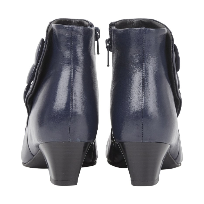 Lotus Ankle boot Prancer Navy Leather Pleated