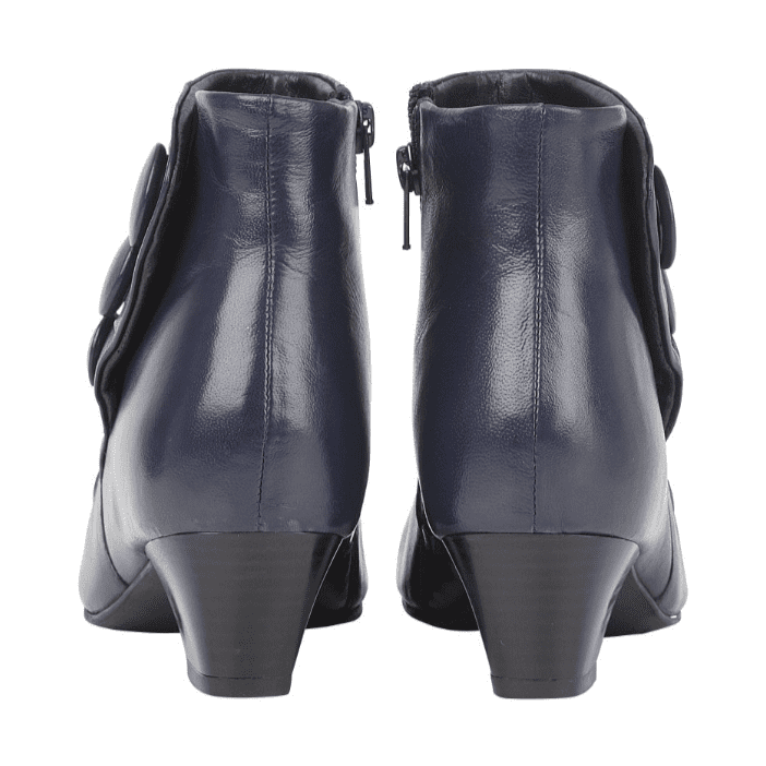 Lotus Ankle boot Prancer Navy Leather Pleated