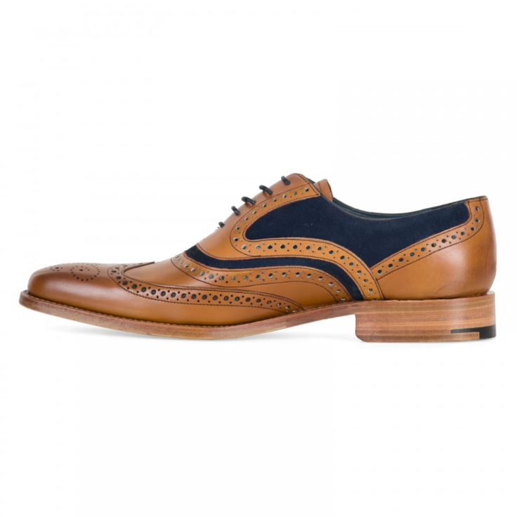 Barker BROGUE SHOE McCLEAN TAN Leather/BLUE SUEDE