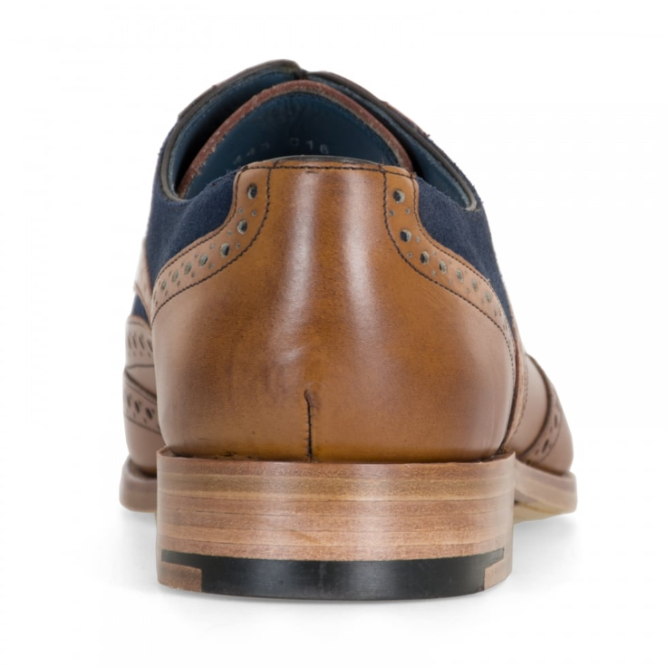 Barker BROGUE SHOE McCLEAN TAN Leather/BLUE SUEDE