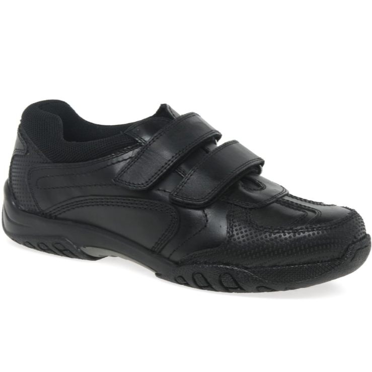 Hush Puppies school shoe Jezza snr BLACK velcro strap
