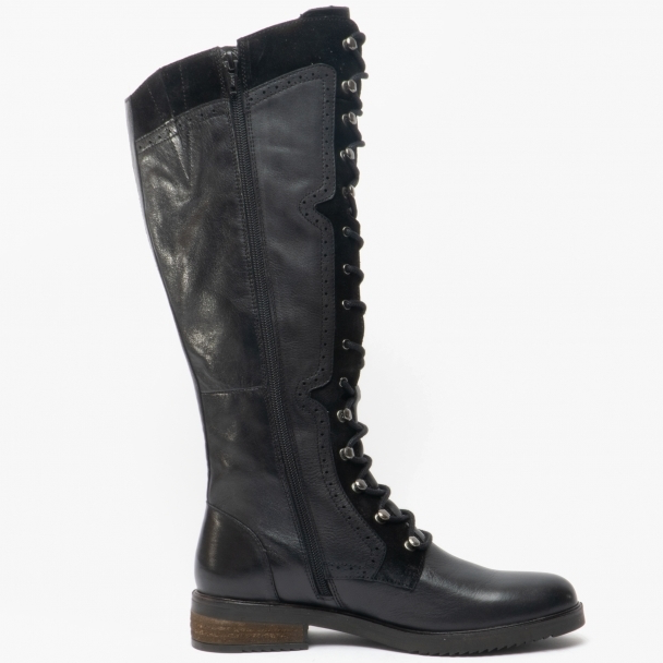 Hush Puppies KNEE HIGH BOOT Rudy BLACK Leather Lace up