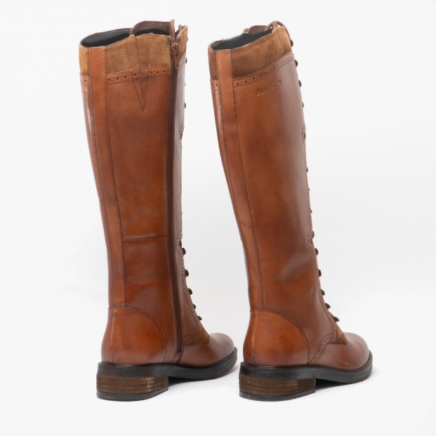Hush Puppies KNEE HIGH BOOT Rudy TAN with brogue detailing