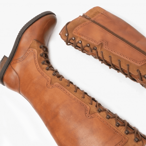 Hush Puppies KNEE HIGH BOOT Rudy TAN with brogue detailing