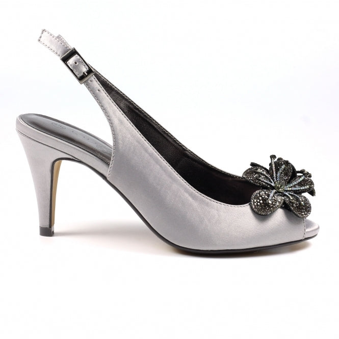 Lunar Occasion Wear Ankara DARK GREY Slingback peep toe Shoe FLR039