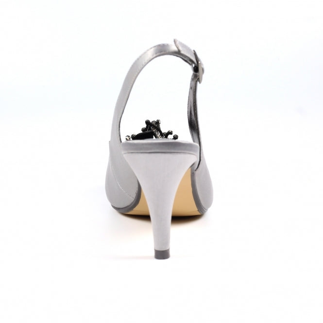 Lunar Occasion Wear Ankara DARK GREY Slingback peep toe Shoe FLR039