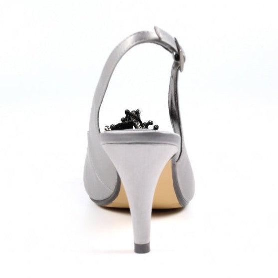 Lunar Occasion Wear Ankara DARK GREY Slingback peep toe Shoe FLR039