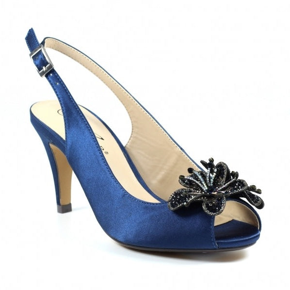 Lunar Ankara NAVY Occasion Wear Peep Toe Slingback FLR039