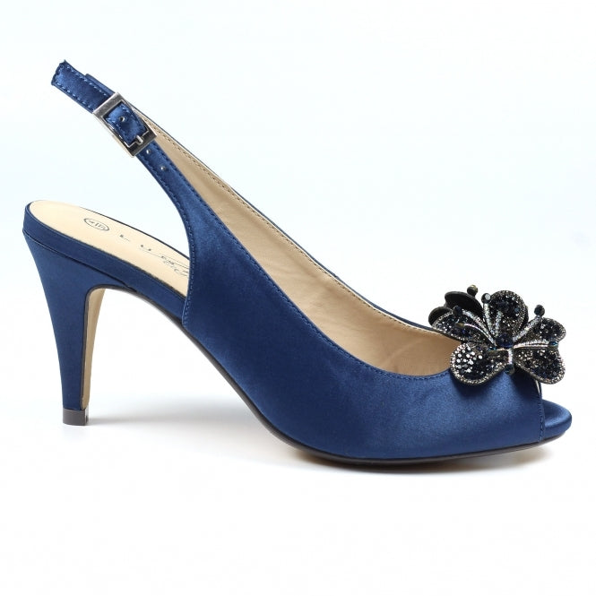Lunar Ankara NAVY Occasion Wear Peep Toe Slingback FLR039