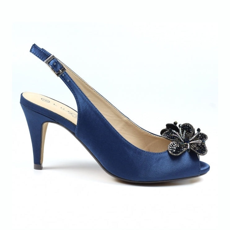 Lunar Ankara NAVY Occasion Wear Peep Toe Slingback FLR039