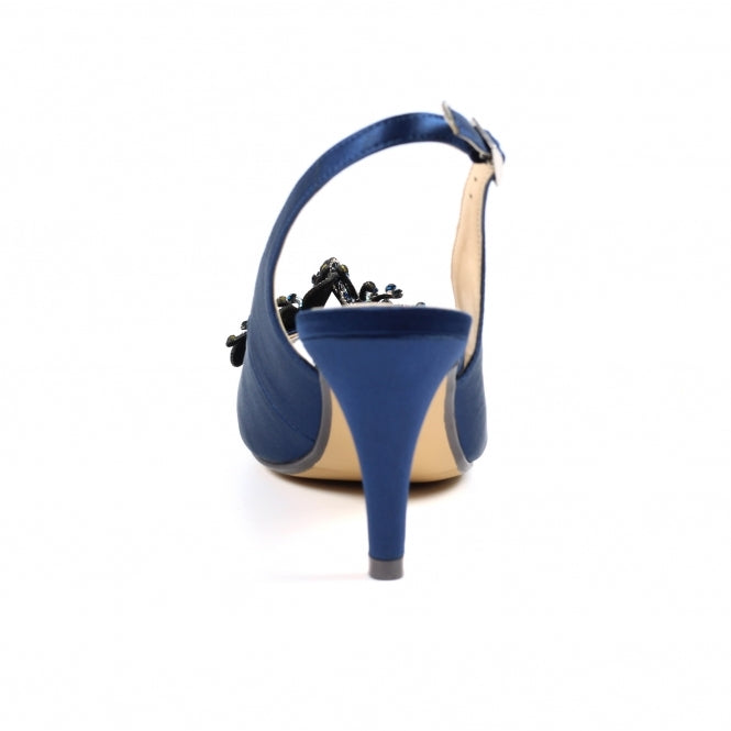 Lunar Ankara NAVY Occasion Wear Peep Toe Slingback FLR039