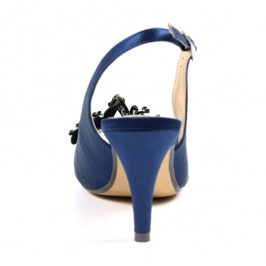 Lunar Ankara NAVY Occasion Wear Peep Toe Slingback FLR039
