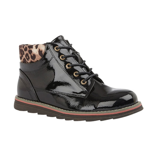 Lotus ankle boot Naomi Black Patent Lace-up with Zip