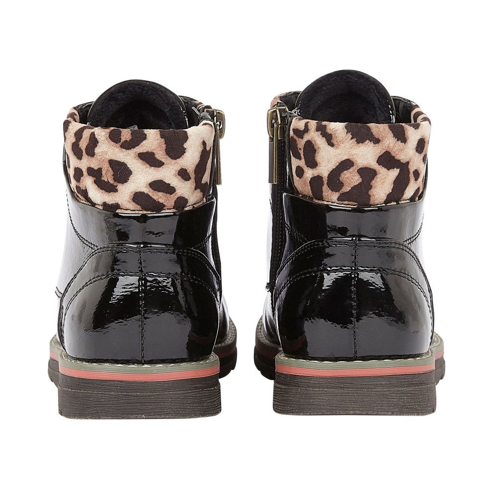 Lotus ankle boot Naomi Black Patent Lace-up with Zip
